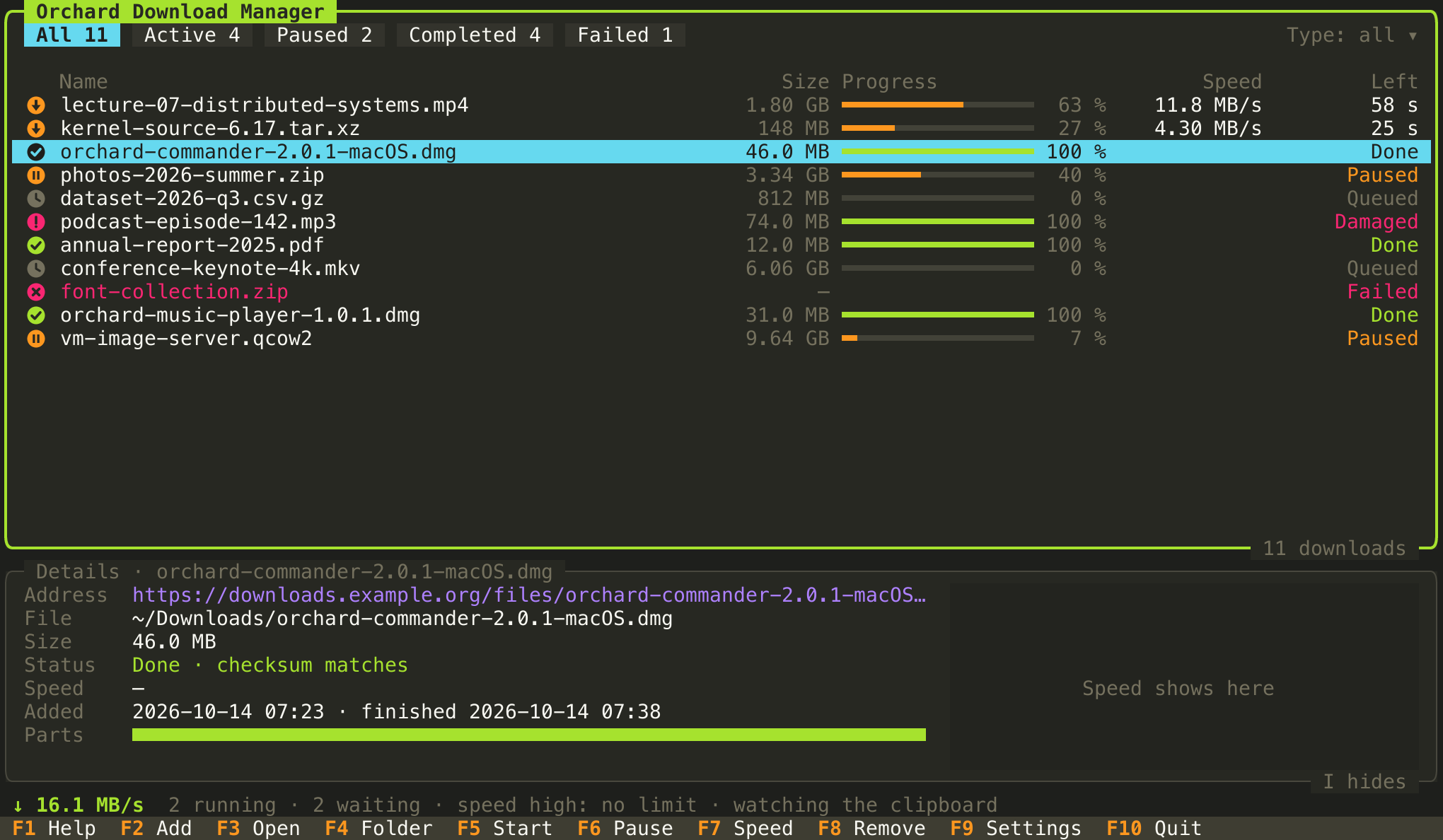 A finished download whose checksum matches