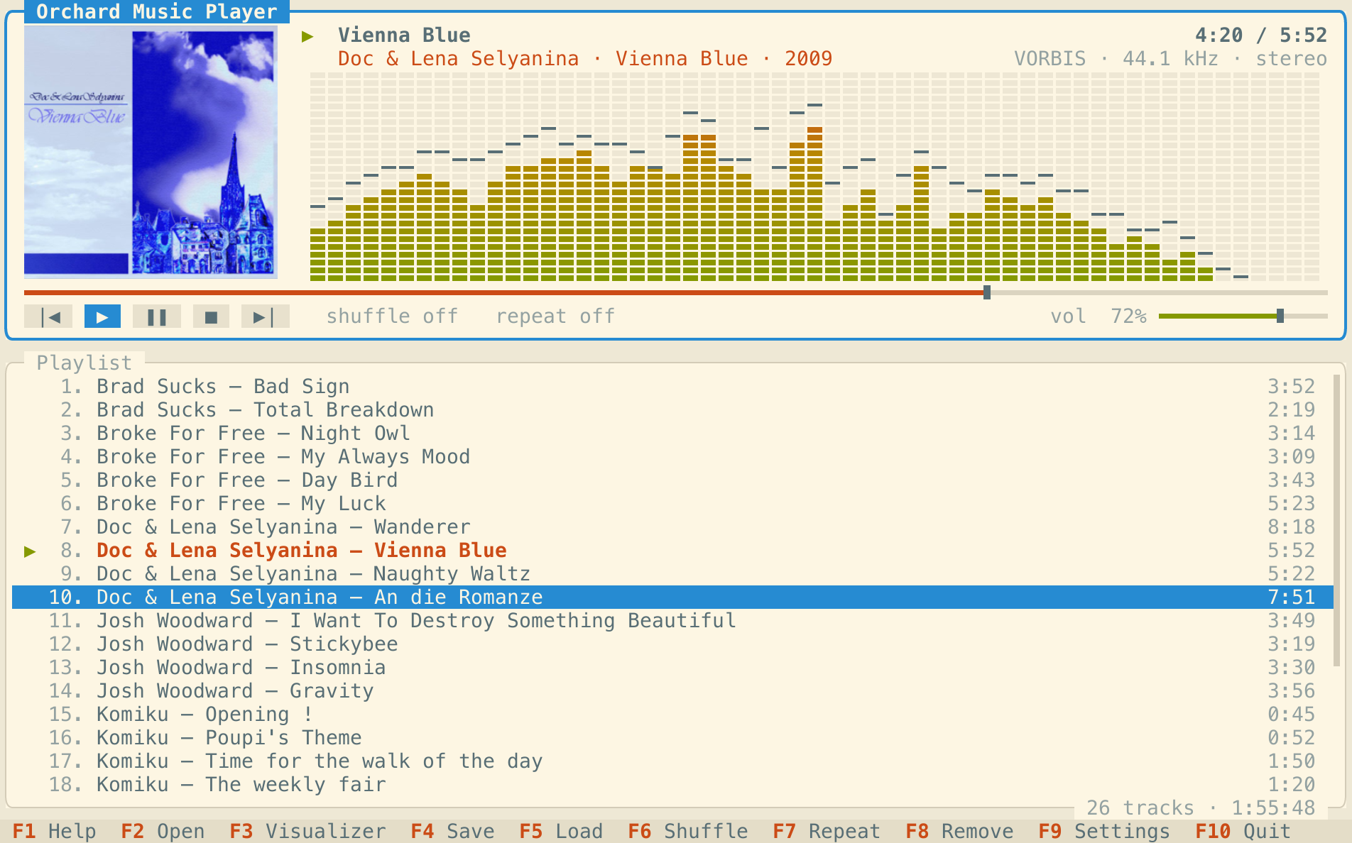 The player in a light color scheme
